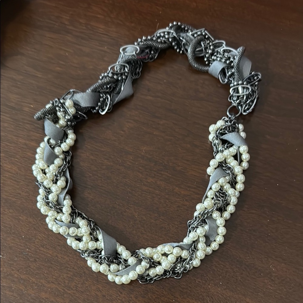 J. Crew Black and Silver Twisted Necklace
